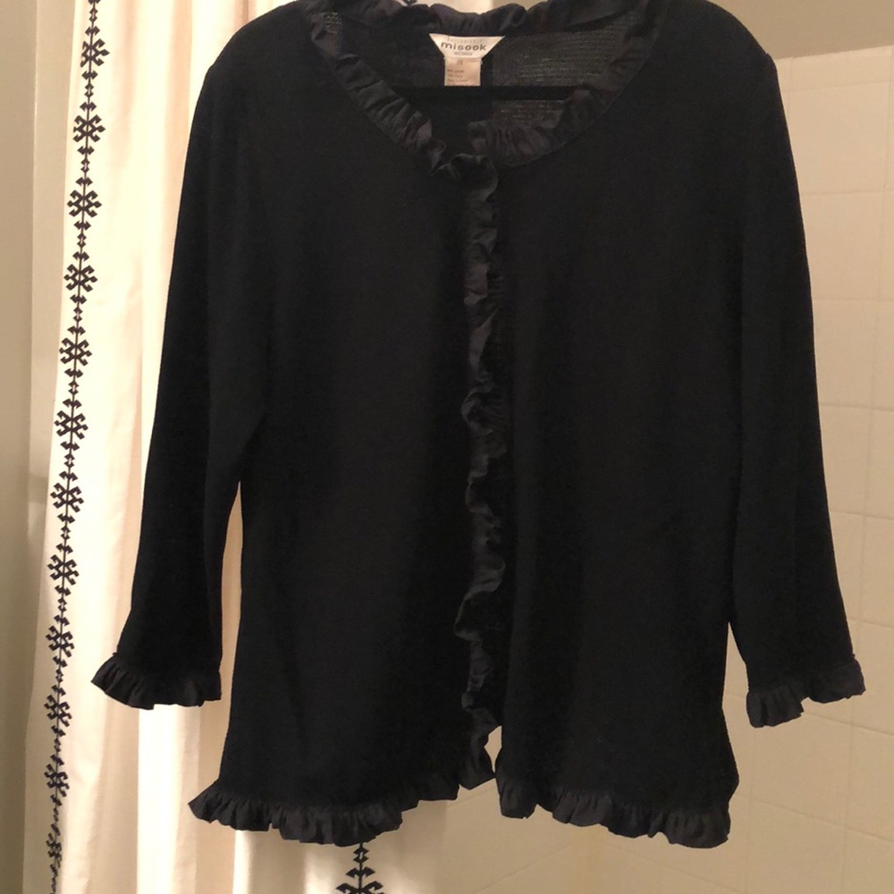 Exclusively Misook woman black Jacket with ruffles